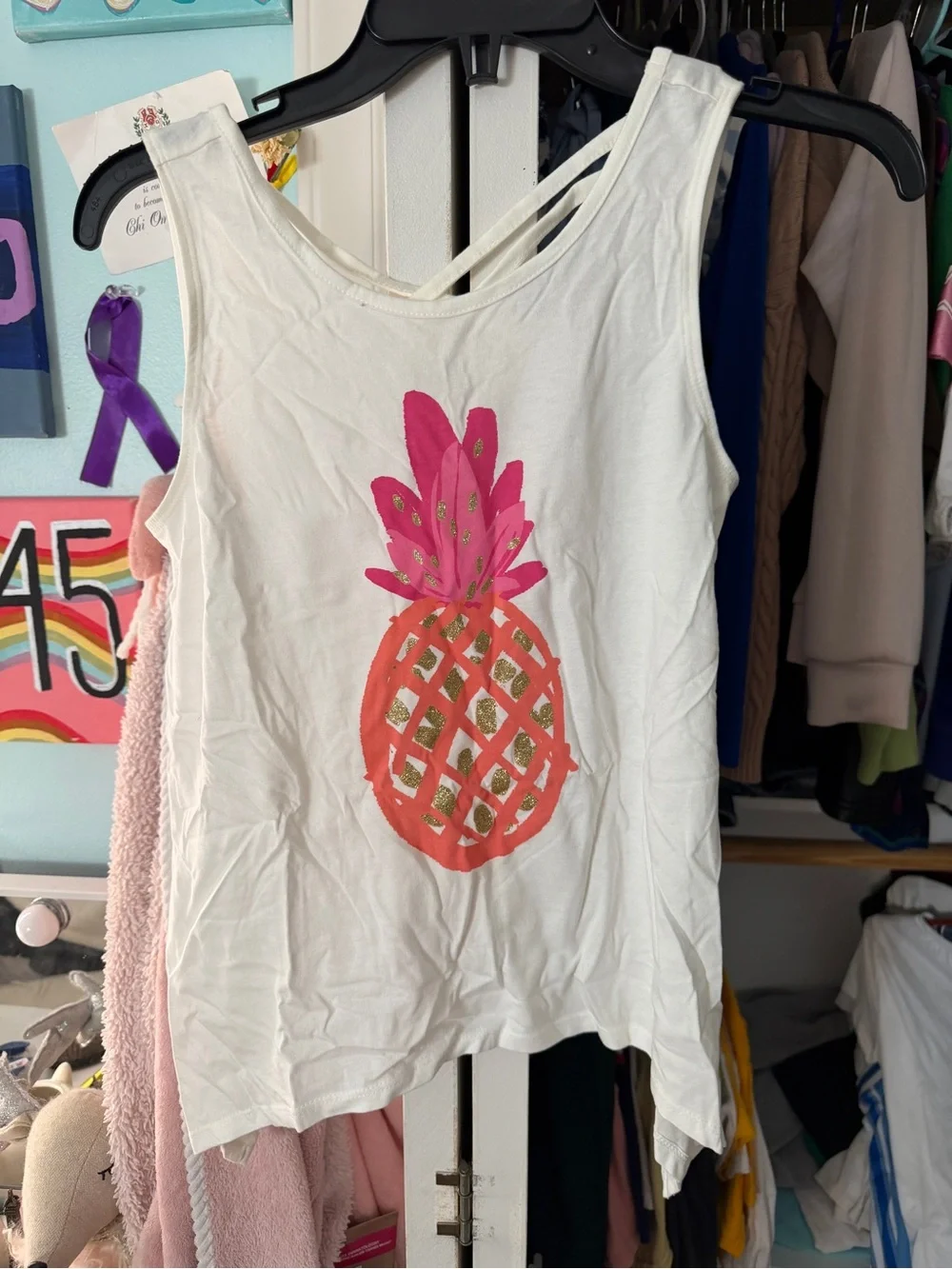 White Pineapple Graphic Tank Top